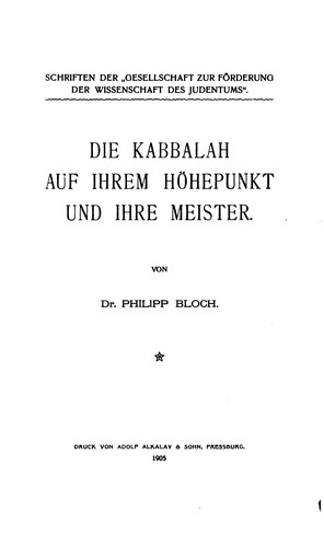 Cover for Die Kabbalah auf ihrem Höhepunkt und ihre Meister