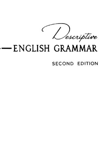 Cover for Descriptive English Grammar (2nd Edition)