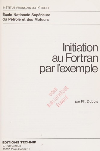 Cover for Initiation au Fortran par l'exemple