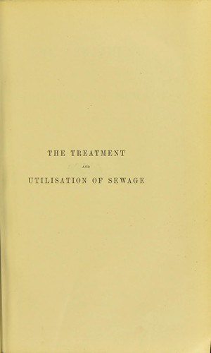 Cover for The treatment and utilization of sewage