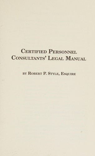 Cover for Certified personnel consultantsʼ legal manual