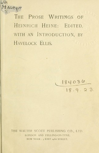 Cover for The prose writings