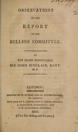 Cover for Observations on the Report of the Bullion Committee
