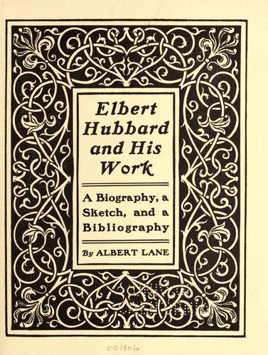 Cover for Elbert Hubbard and his work