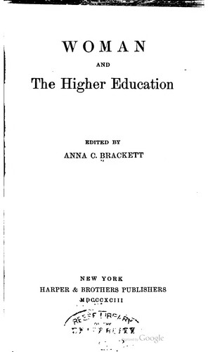 Cover for Woman and the higher education.