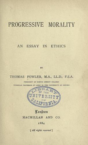 Cover for Progressive morality
