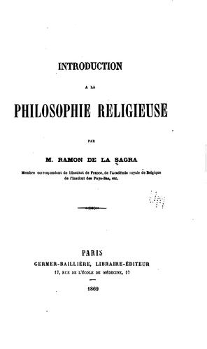 Cover for Introduction à la philosophie religieuse