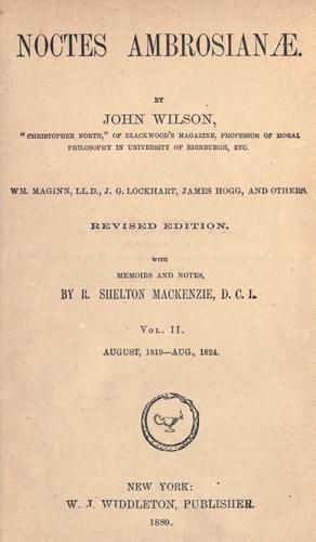 Cover for Noctes ambrosianæ