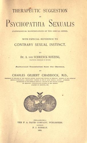 Cover for Therapeutic suggestion in psychopathia sexualis