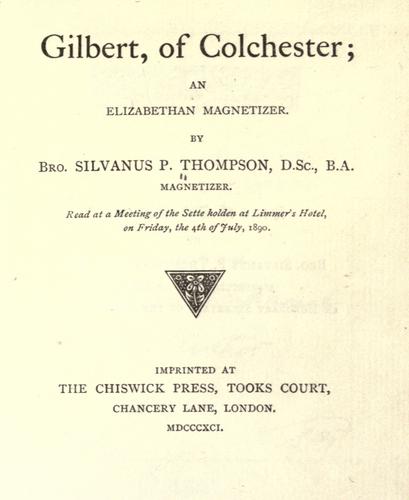 Cover for Gilbert, of Colchester