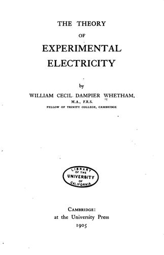Cover for The theory of experimental electricity