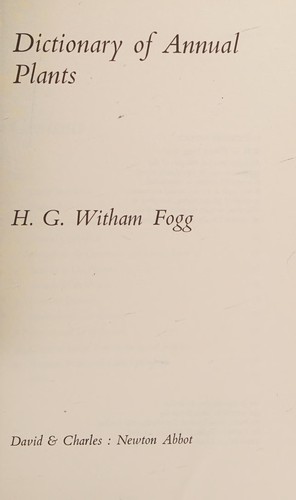 Cover for Dictionary of annual plants