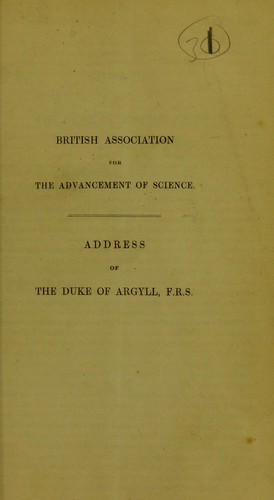 Cover for Address of the Duke of Argyll, F.R.S