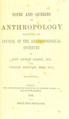 Cover for Notes and queries on anthropology.
