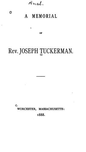 Cover for A memorial of Rev. Joseph Tuckerman.