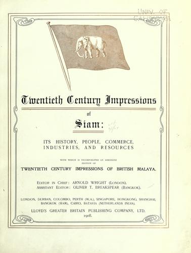 Cover for Twentieth century impressions of Siam