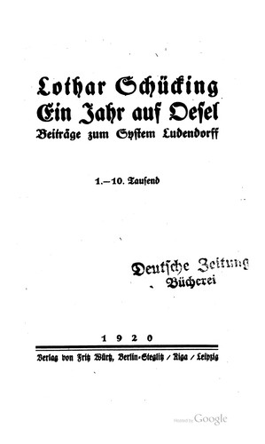 Cover for Ein Jahr auf Oesel