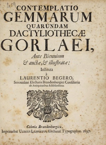 Cover for Contemplatio gemmarum quarundam dactyliothecae Gorlaei, ante biennium & auctae, & illustratae