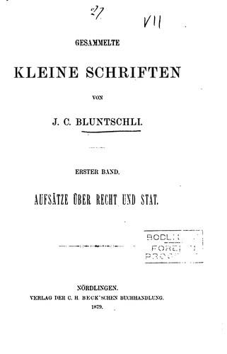 Cover for Gesammelte kleine Schriften