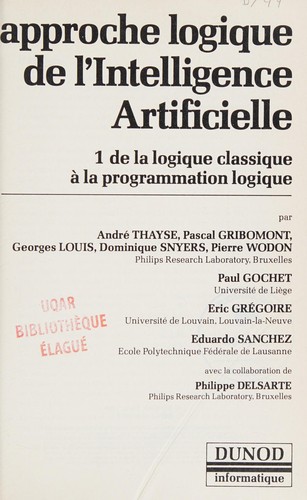 Cover for Approche logique de lʼintelligence artificielle