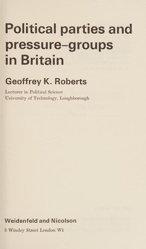 Cover for Political parties and pressure-groups in Britain.