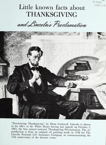 Cover for Little known facts about Thanksgiving and Lincoln's proclamation