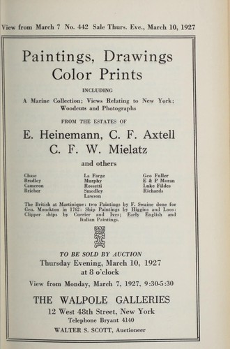 Cover for Paintings, drawings, color prints