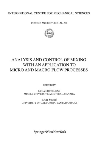 Cover for Analysis and Control of Mixing with an Application to Micro and Macro Flow Processes