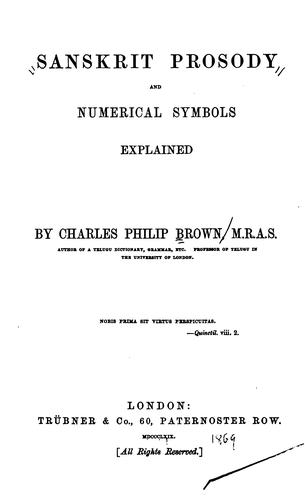 Cover for Sanskrit prosody and numerical symbols explained