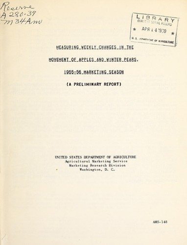 Cover for Measuring weekly changes in the movement of apples and winter pears