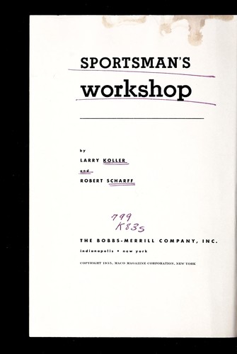 Cover for Sportsman's workshop