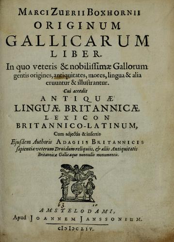 Cover for Originum Gallicarum liber ...