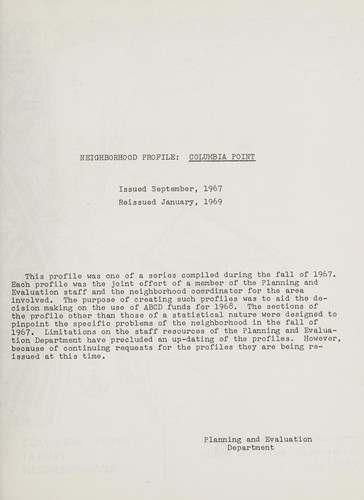 Cover for Neighborhood profile