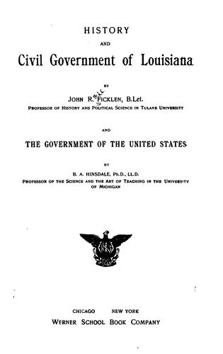 Cover for History and civil government of Louisiana