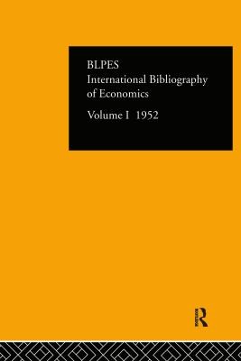 Cover for Intl Biblio Econom 1952 Vol 1