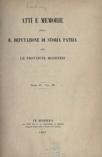 Cover for Atti e memorie.