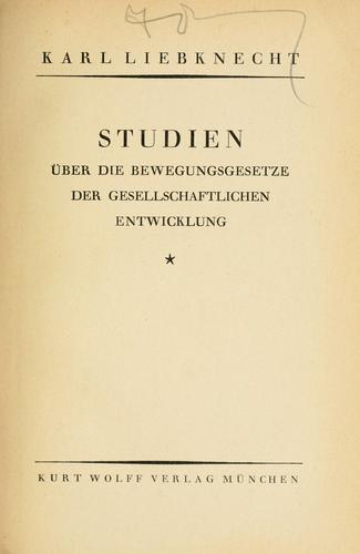 Cover for Studien über die bewegunsgesetze der gesellschaftlichen entwicklung.