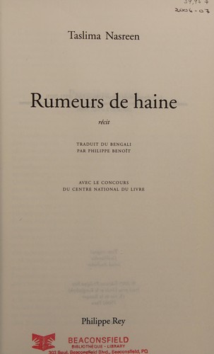 Cover for Rumeurs de haine