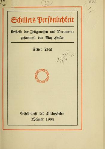 Cover for Schillers Persönlichkeit