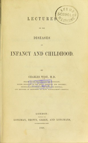 Cover for Lectures on the diseases of infancy and childhood