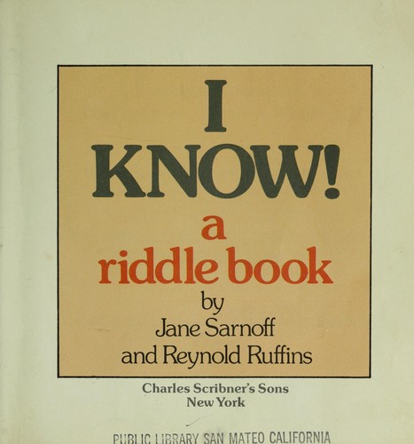 Cover for I know! A riddle book