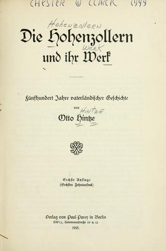 Cover for Die Hohenzollern und ihr Werk