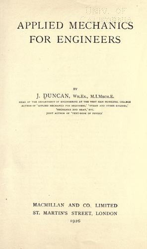 Cover for Applied mechanics for engineers