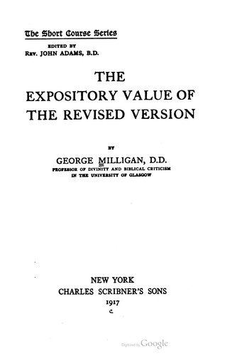 Cover for The expository value of the Revised version