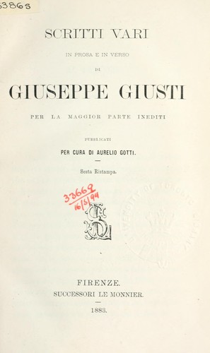 Cover for Scritti vari in prosa e in verso