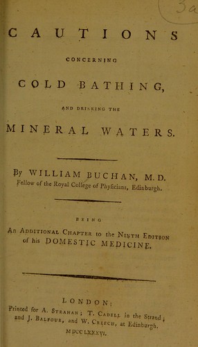 Cover for Cautions concerning cold bathing, and drinking the mineral waters