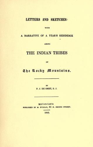 Cover for De Smet's Letters and sketches, 1841-1842