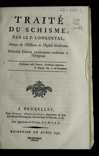 Cover for Traite  du schisme
