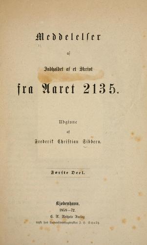Cover for Meddelelser af indholdet af et skrivt fra aaret 2135