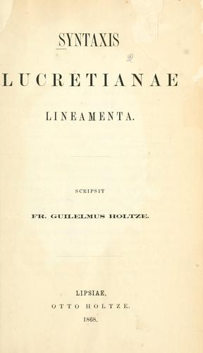 Cover for Syntaxis Lucretianae lineamenta